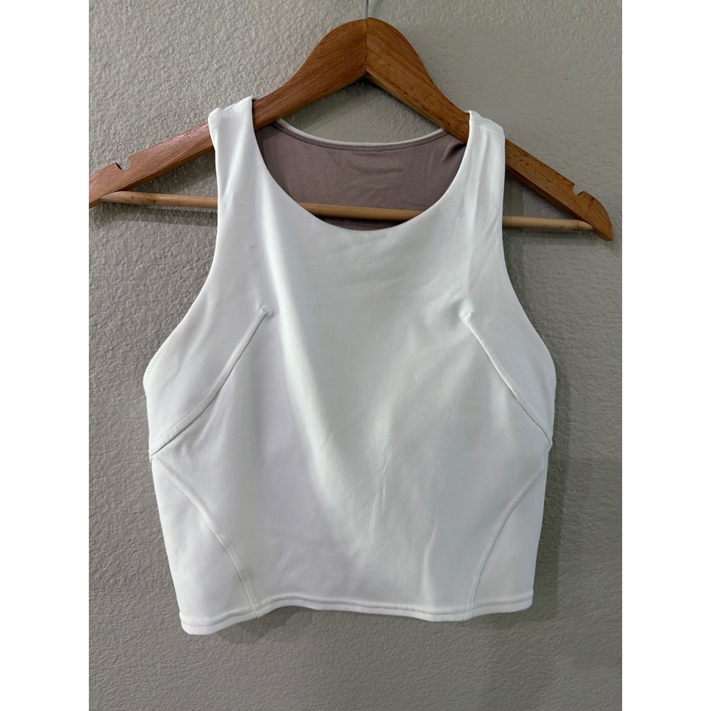 Lululemon Ebb to Train Bra White High Neck Racerback Sports Bra Size 8
